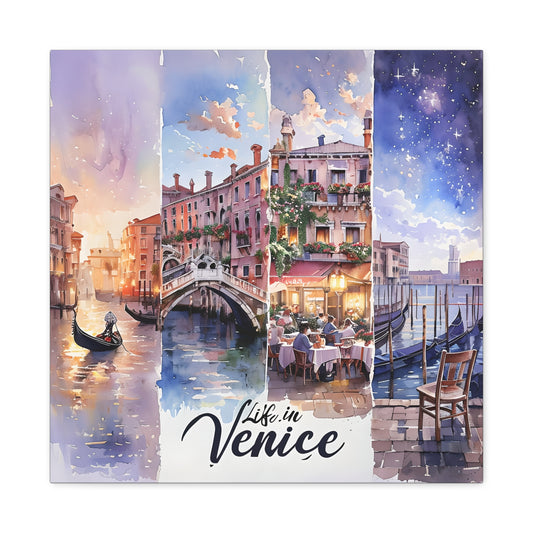 Venice Life Canvas Art Print - Stretched, Matte Finish - Perfect Home Decor for Travel Lovers