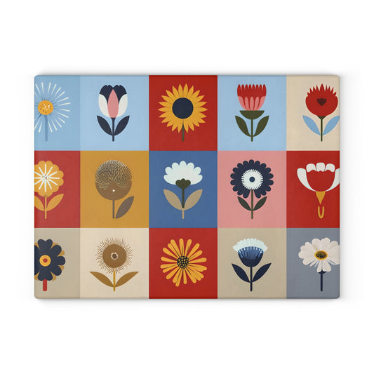 Vibrant Floral Glass Cutting Board