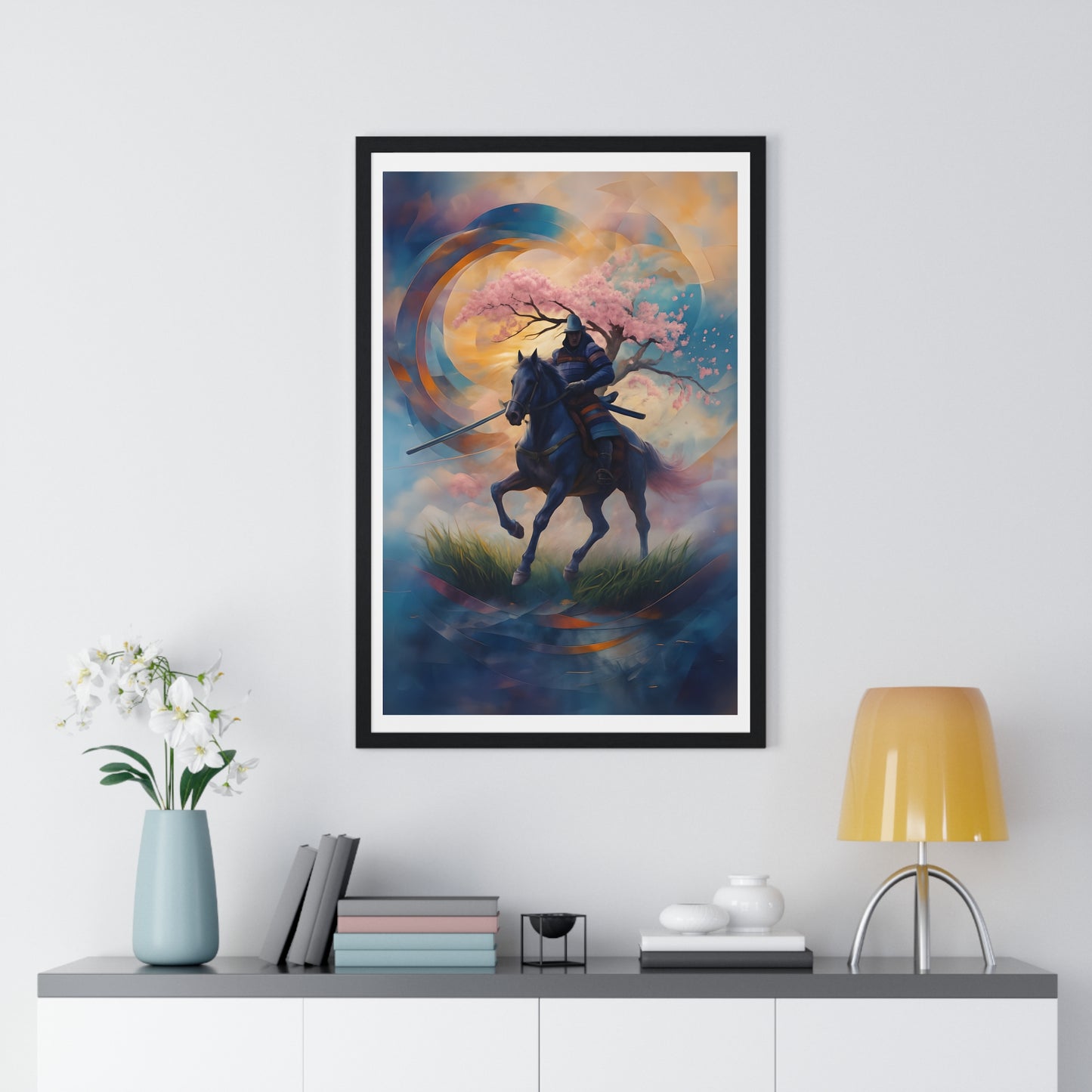 Dreamlike Samurai Poster, Horse Wall Art, Japanese Art Print