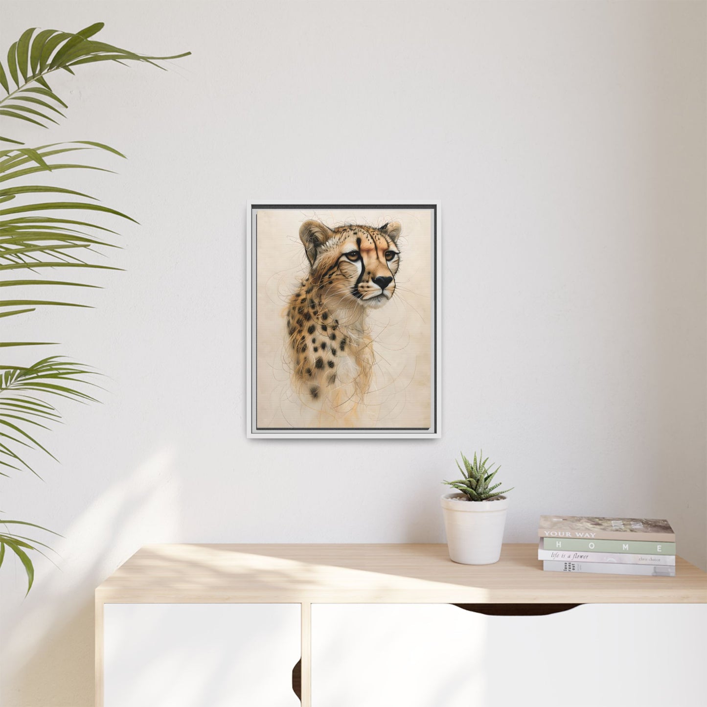 Framed Matte Canvas Leopard Art