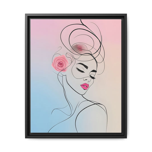 Framed Minimalist Canvas Art - Elegant Floral Portrait