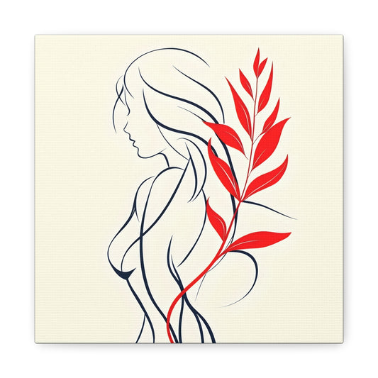 Abstract Art Canvas Print - Elegant Woman with Floral Design