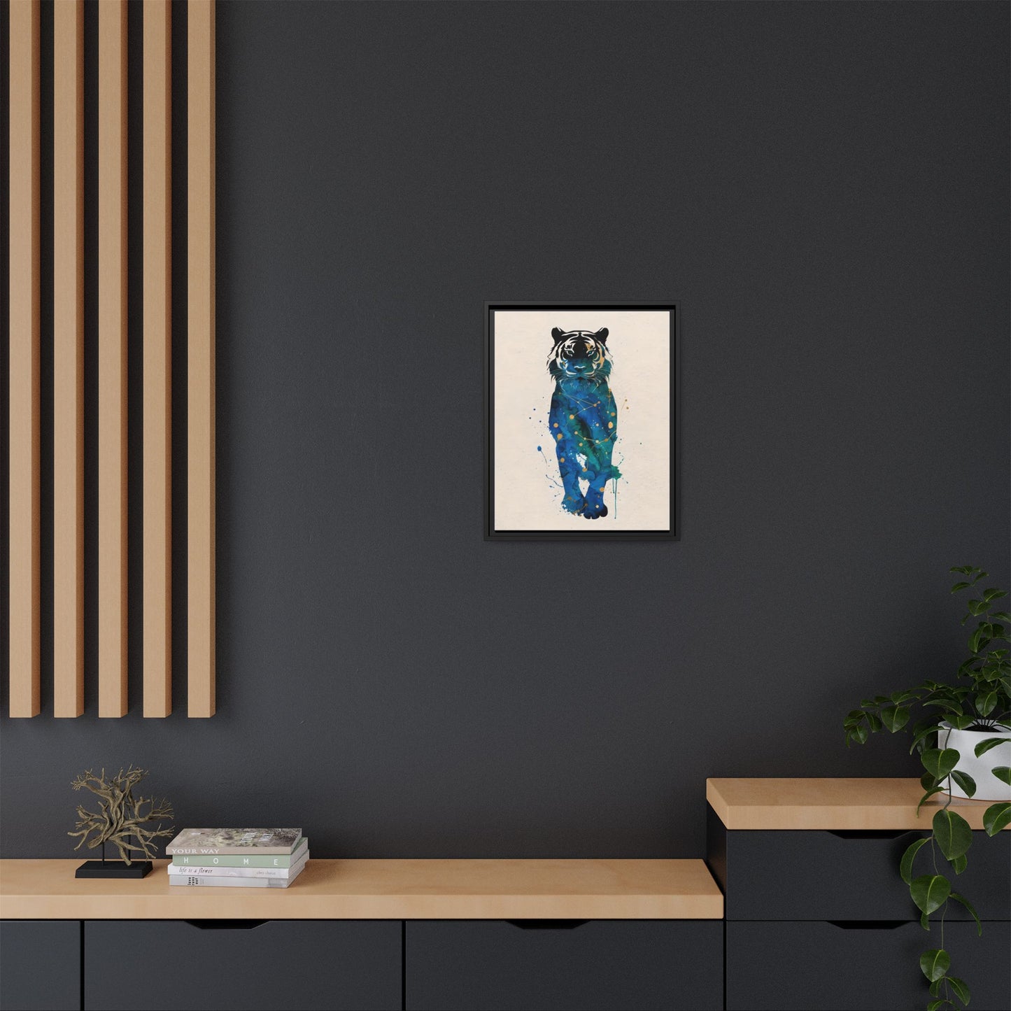 Watercolor Tiger Framed Canvas Art