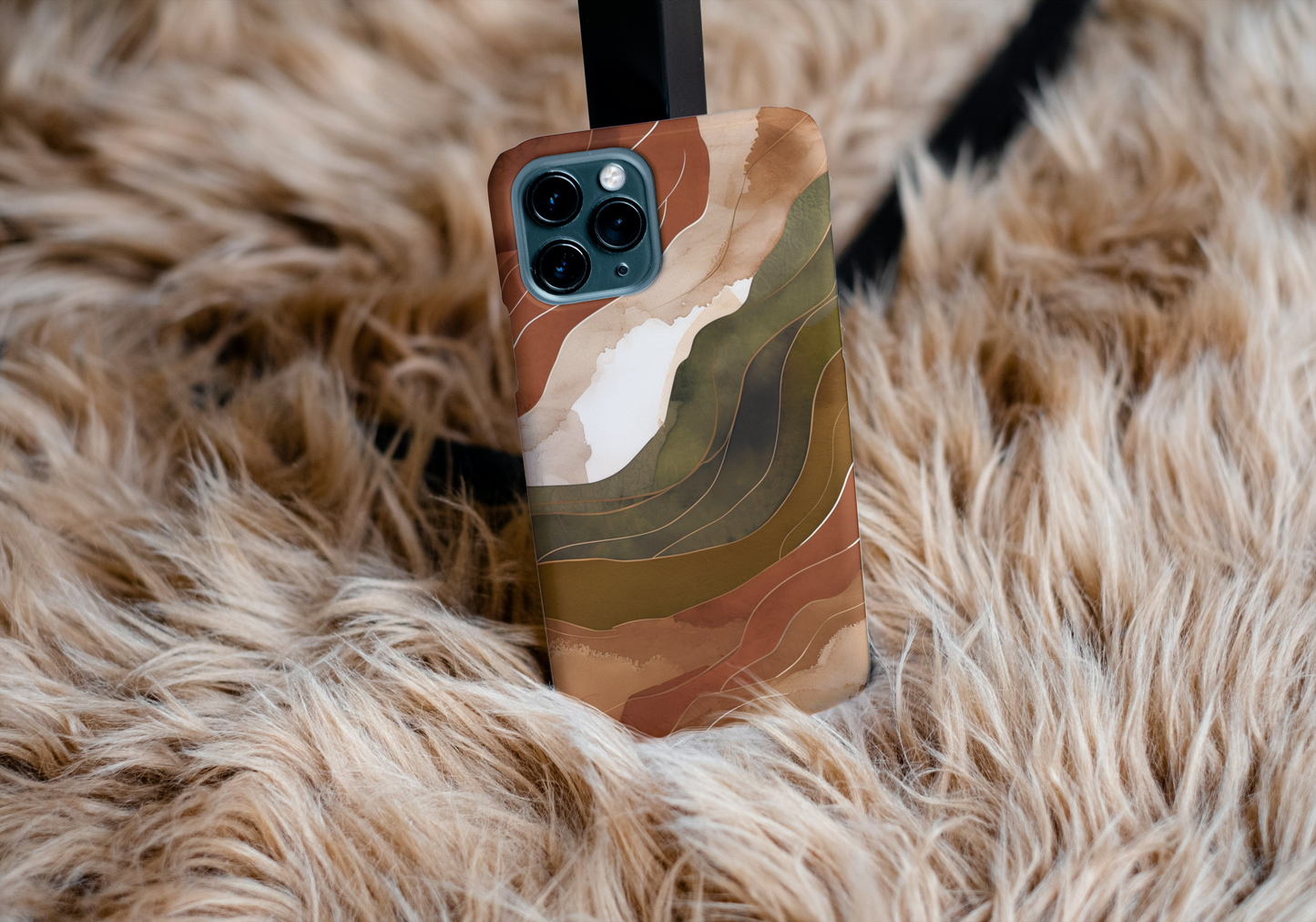 Stylish Impact-Resistant Phone Case - Abstract Earthy Design