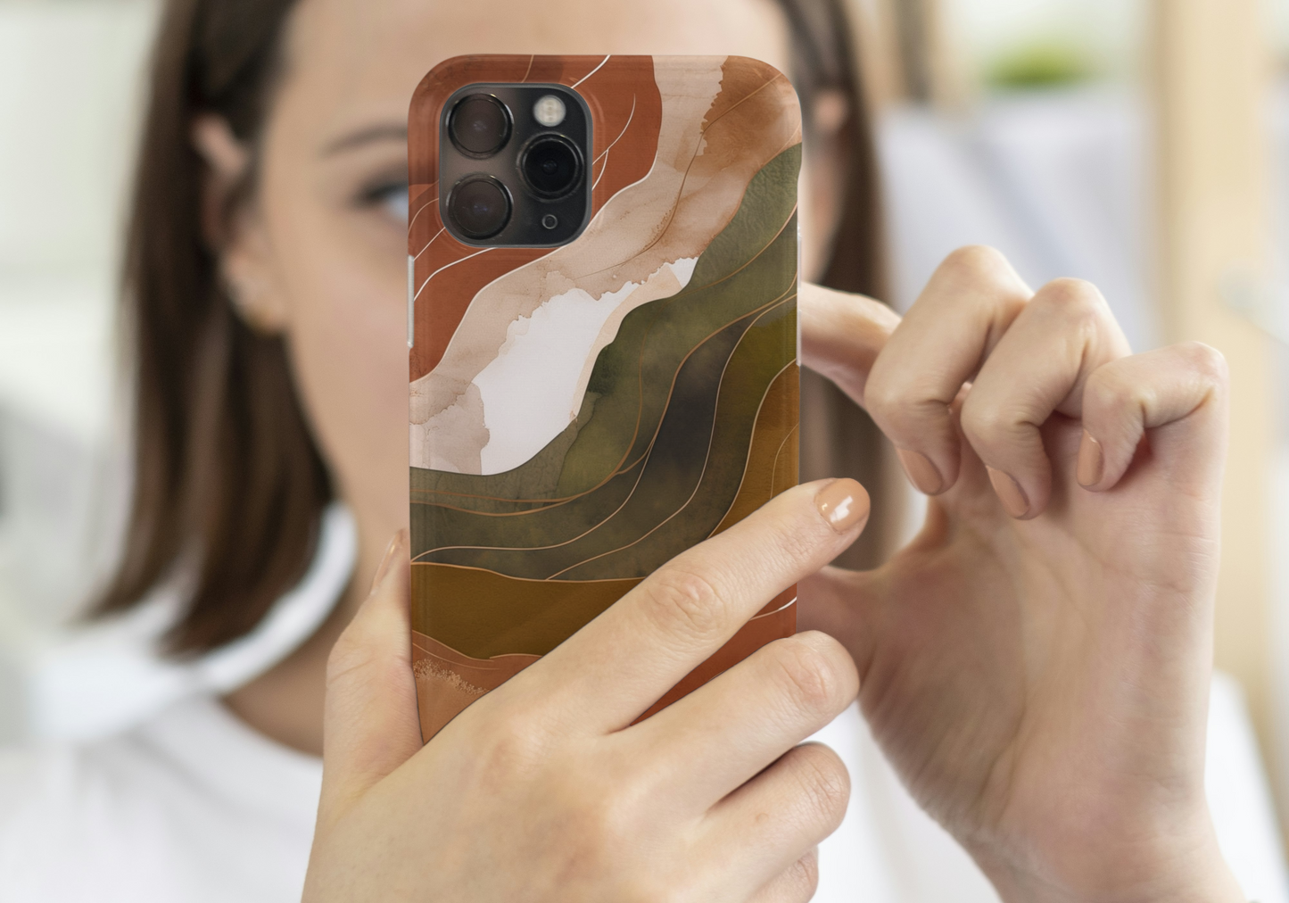Stylish Impact-Resistant Phone Case - Abstract Earthy Design