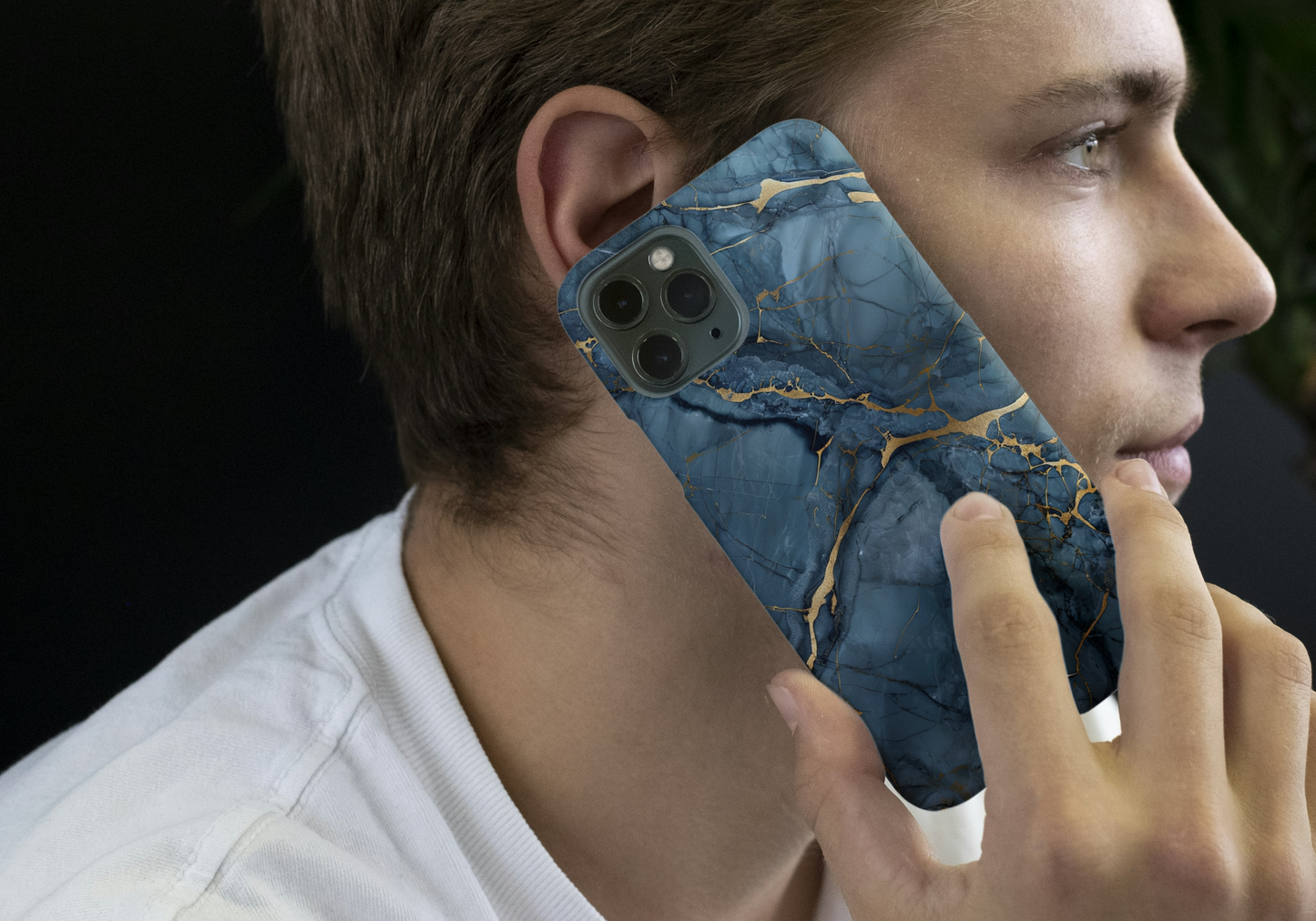Luxury Sapphire Marble Impact-Resistant Phone Case | Stylish and Durable