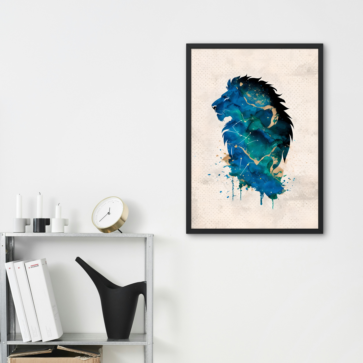 Majestic Lion Silhouette Watercolour in Framed Canvas Art