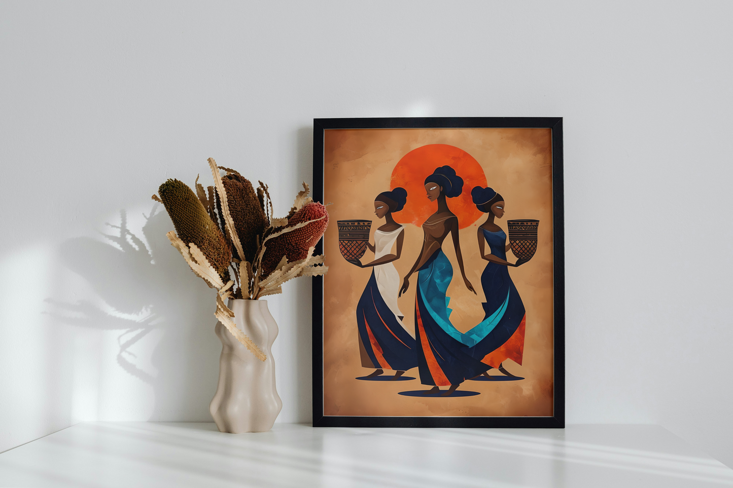 African Cultural Women Framed Matte Canvas Art - Vibrant Wall Decor for Celebrations