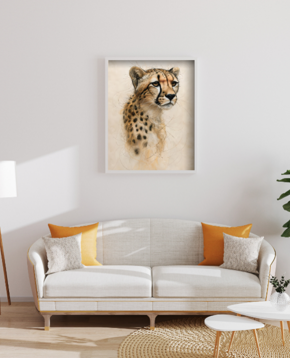 Framed Matte Canvas Leopard Art