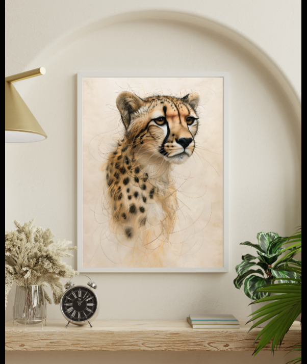 Framed Matte Canvas Leopard Art