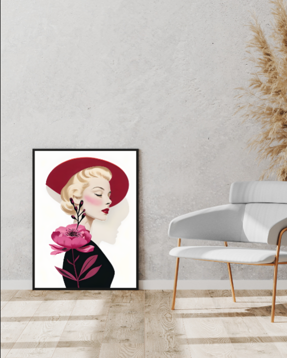 Elegant Floral Portrait of Grace Kelly Canvas Print