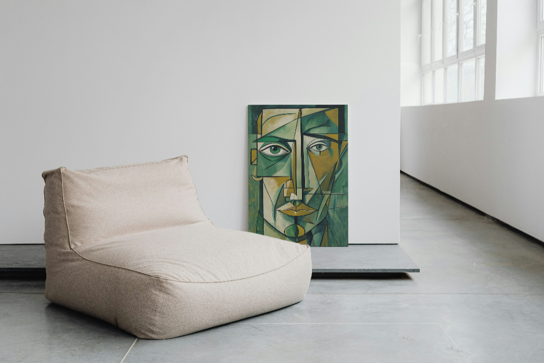 Dynamic Geometric Cubist Self Portrait Abstract Art Canvas Print