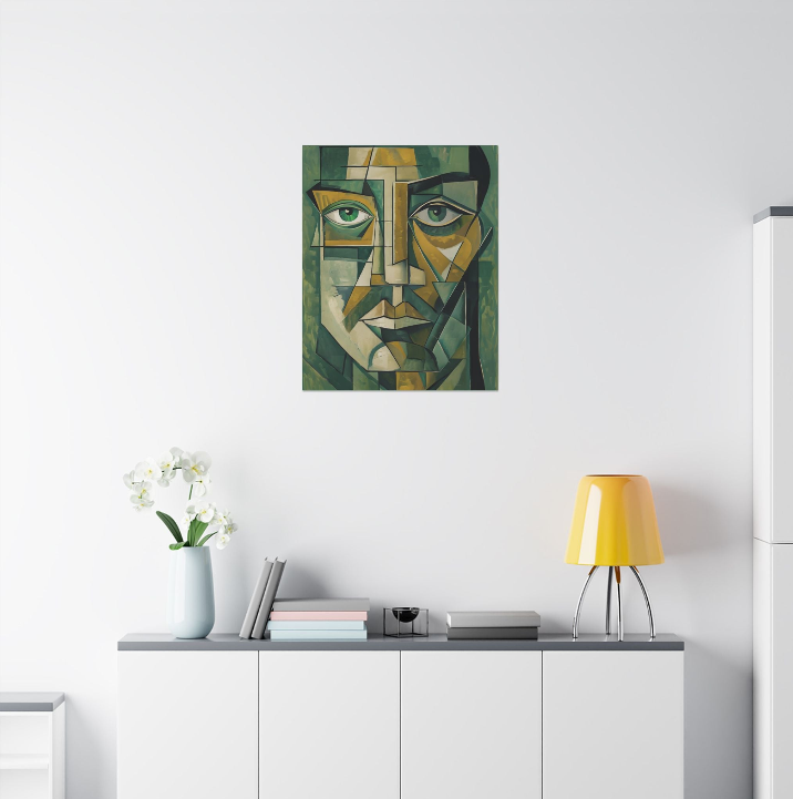 Dynamic Geometric Cubist Self Portrait Abstract Art Canvas Print