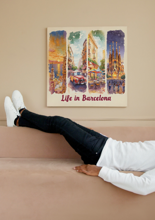 Life in Barcelona Canvas Wall Art Print