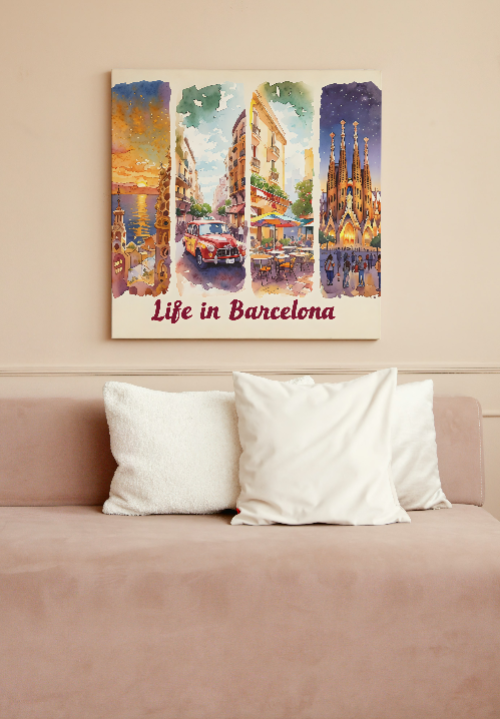 Life in Barcelona Canvas Wall Art Print
