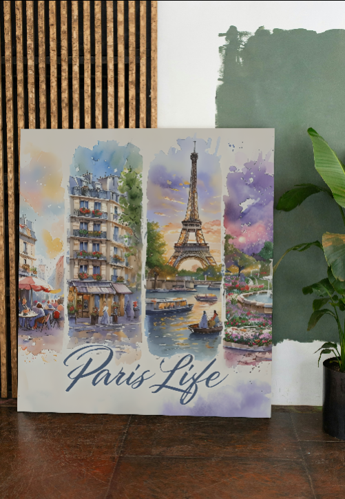 Paris Life Canvas Art - Beautiful Stretched Wall Decor for Home & Office