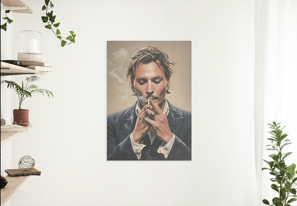 Johnny Depp Smoking Canvas Print