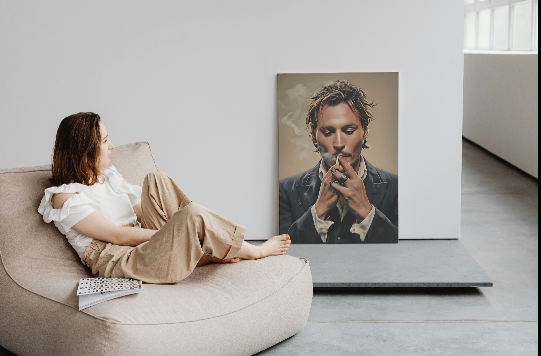 Johnny Depp Smoking Canvas Print