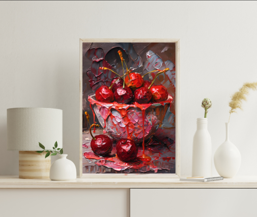 Cherry Still Life Canvas Art Print