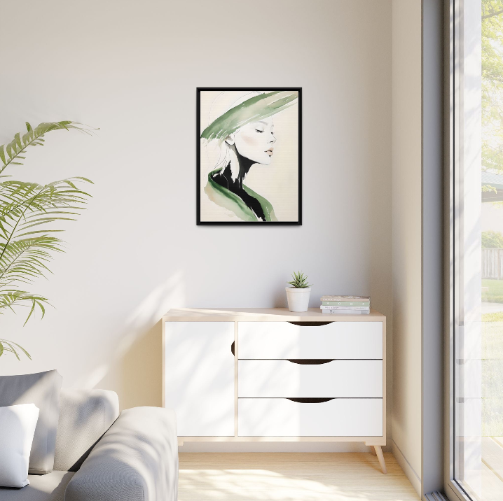 Serene Woman Portrait with Green Accents