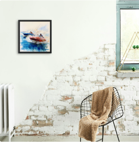 Watercraft Racing Framed Matte Canvas Art Print