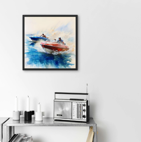 Watercraft Racing Framed Matte Canvas Art Print