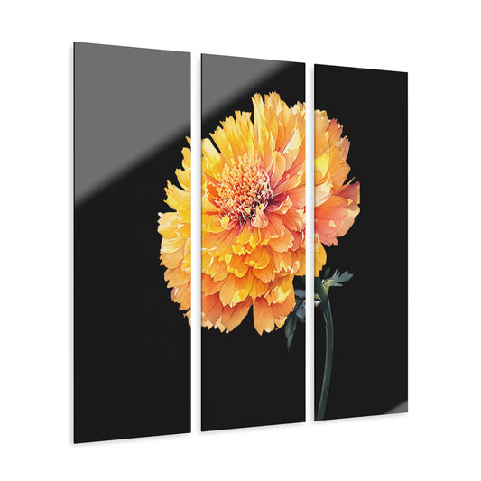Floral Acrylic Triptych Wall Art - Bright Blossom Decor