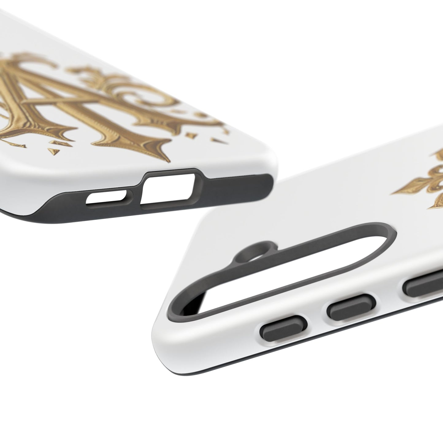 Elegant Phone Case with Floral Gold Monogram Design Print