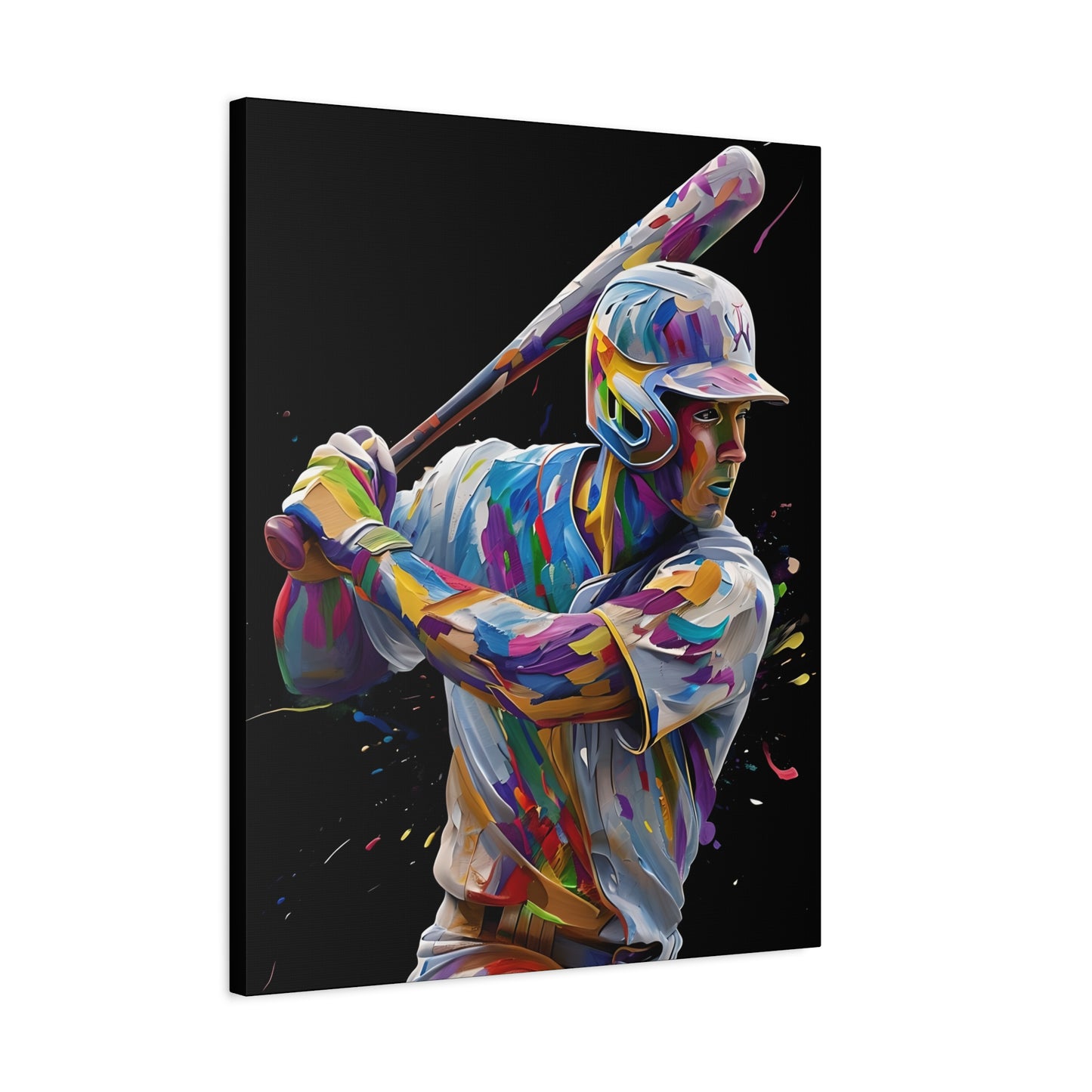 Baseball Player Art Print - Colorful Matte Canvas Wall Decor