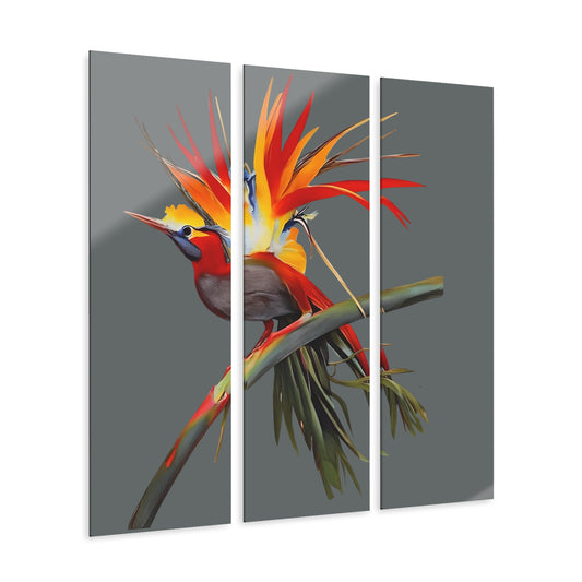 Vibrant Bird Acrylic Triptych Prints - Colorful Wall Art Decor
