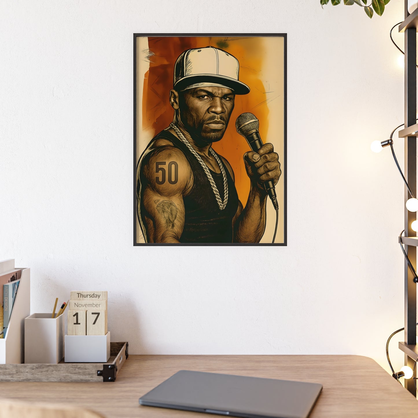 Framed Posters, 50 Cents Watercolour Print Wall Art