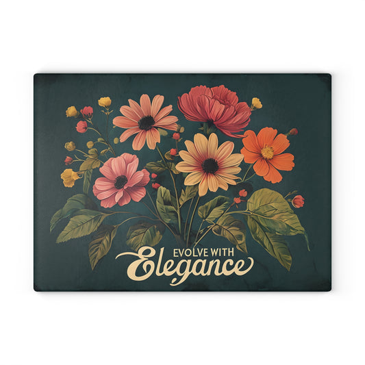 Elegant Floral Glass Cutting Board