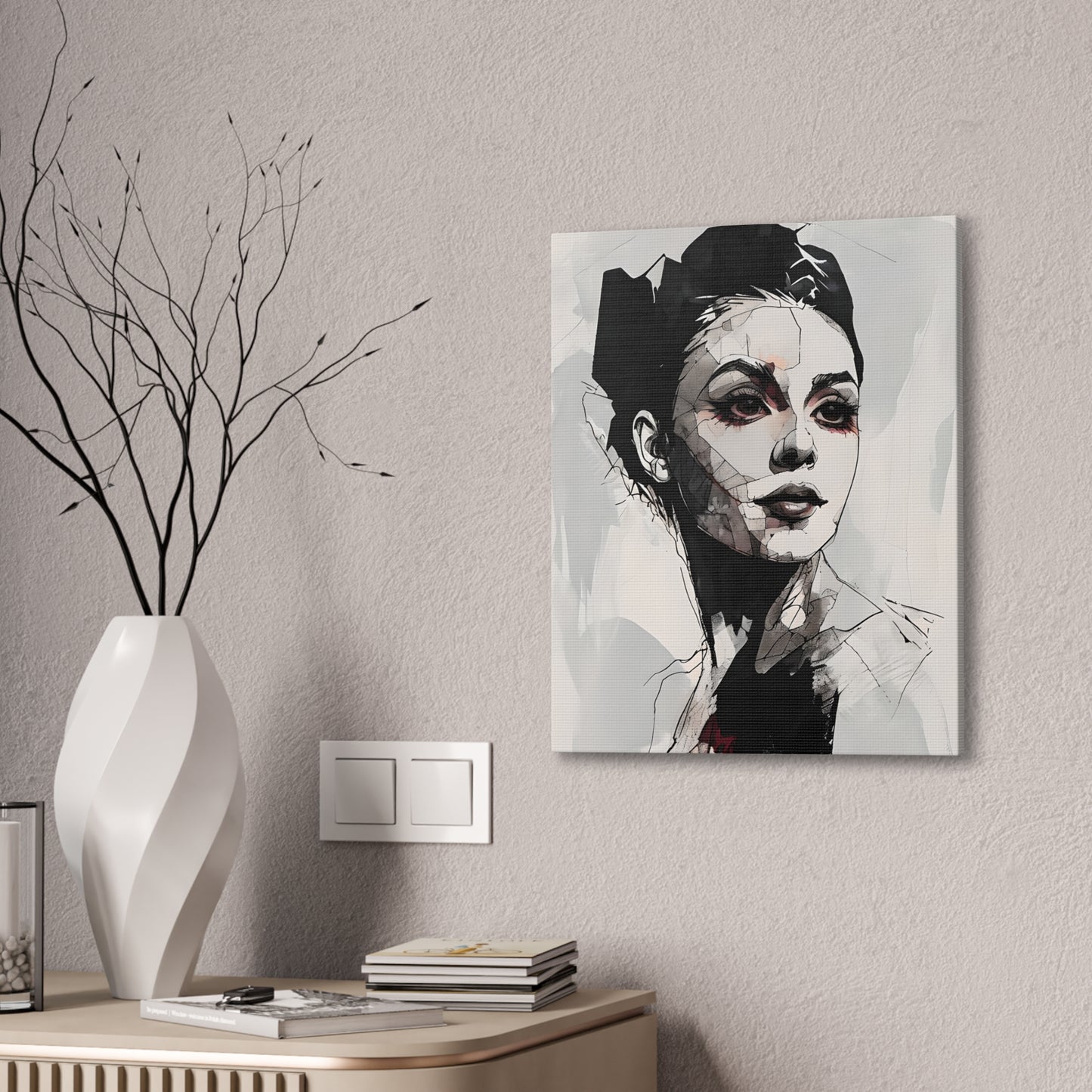 A Minimalist Artistic Black Lined Portrait of a Woman