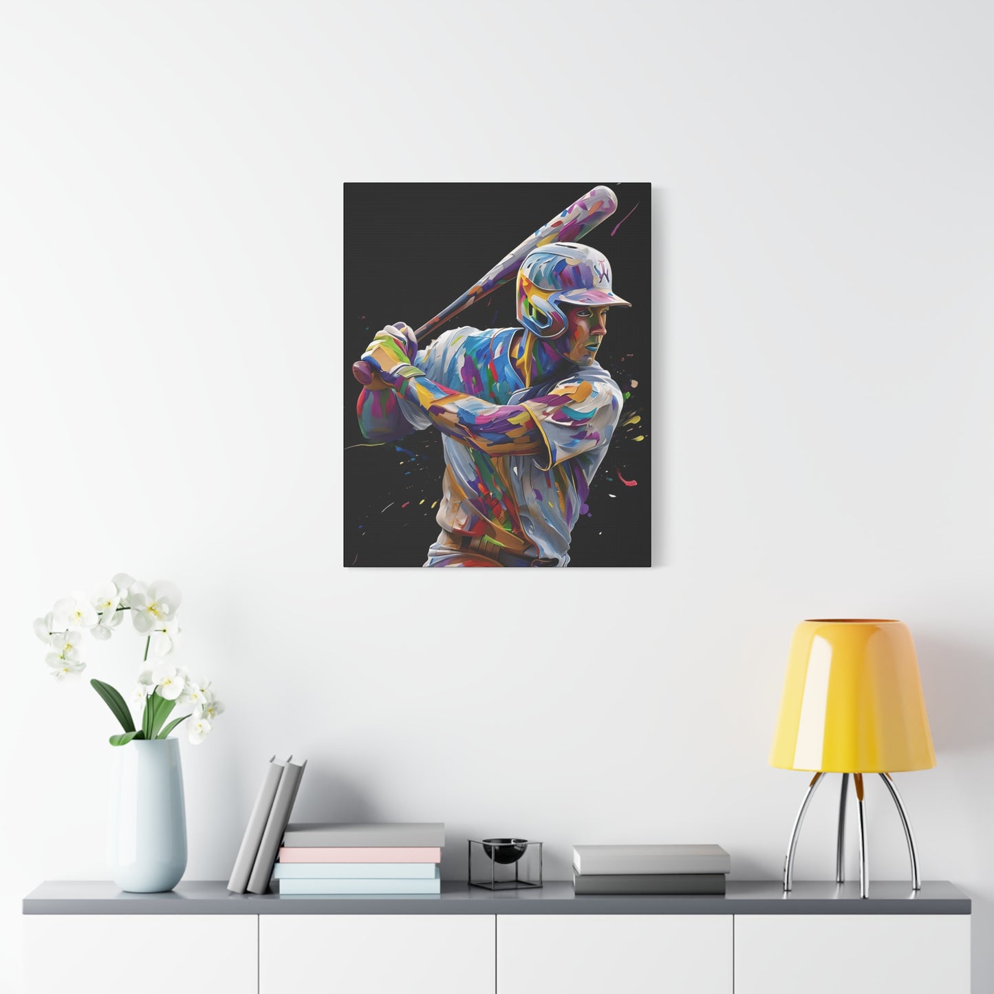 Baseball Player Art Print - Colorful Matte Canvas Wall Decor