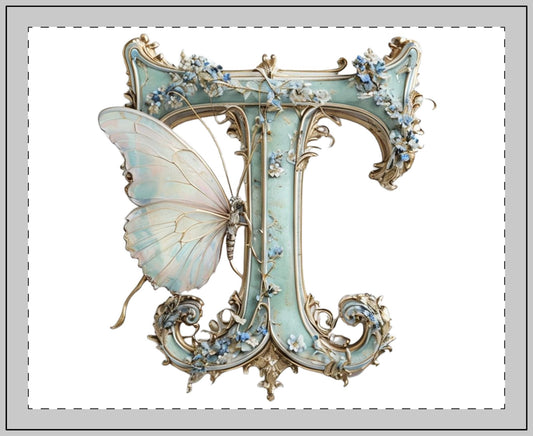 Elegant Floral Letter T Personalised Glass Candle - 11oz Home Decor