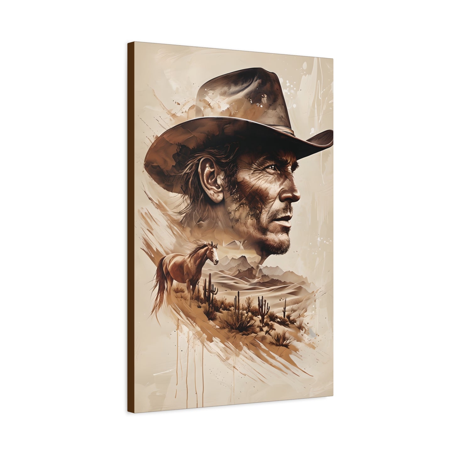 Cowboy in the Wilderness Canvas Wall Art