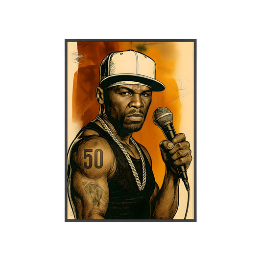 Framed Posters, 50 Cents Watercolour Print Wall Art