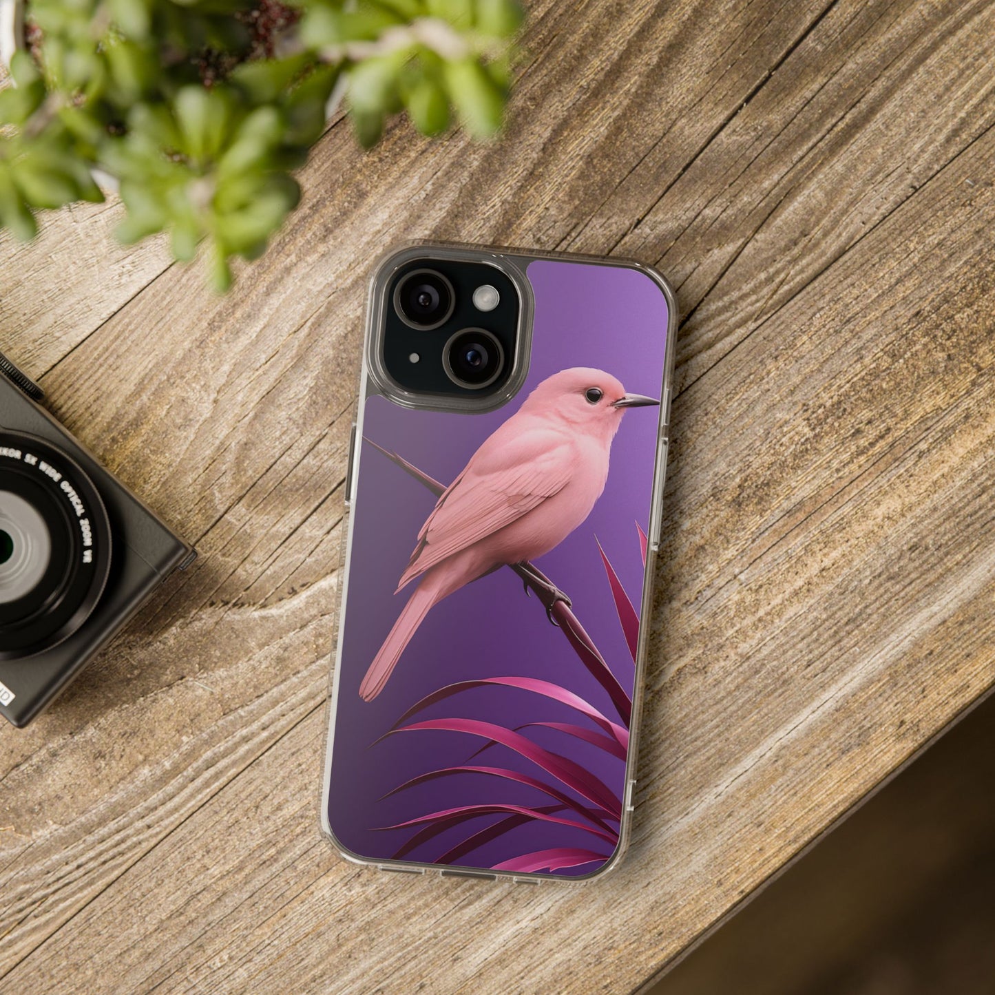 Pink Bird Clear Phone Case