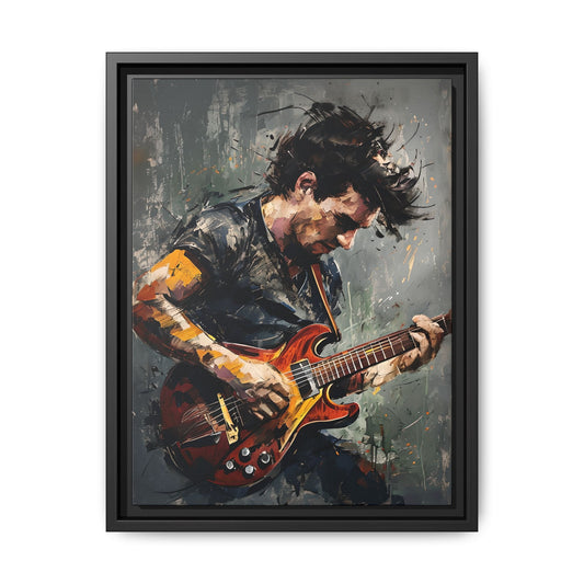 Dynamic Portrait of a Guitarist in Passionate Performance Print