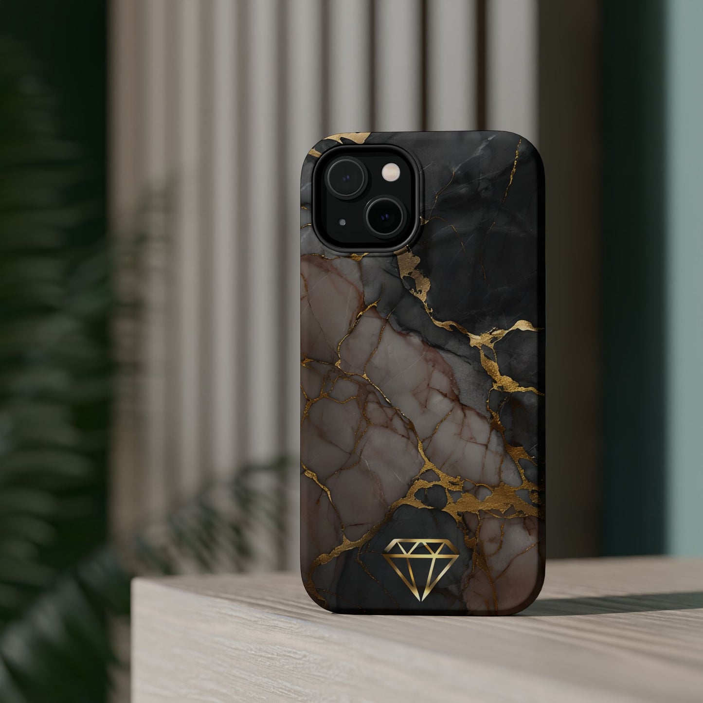 Elegant Marble Magnetic Tough Case with Gold Accents