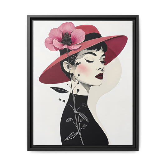 Canvas Art, Audrey Hepburn with Red Flower Minimalist Wall Decor