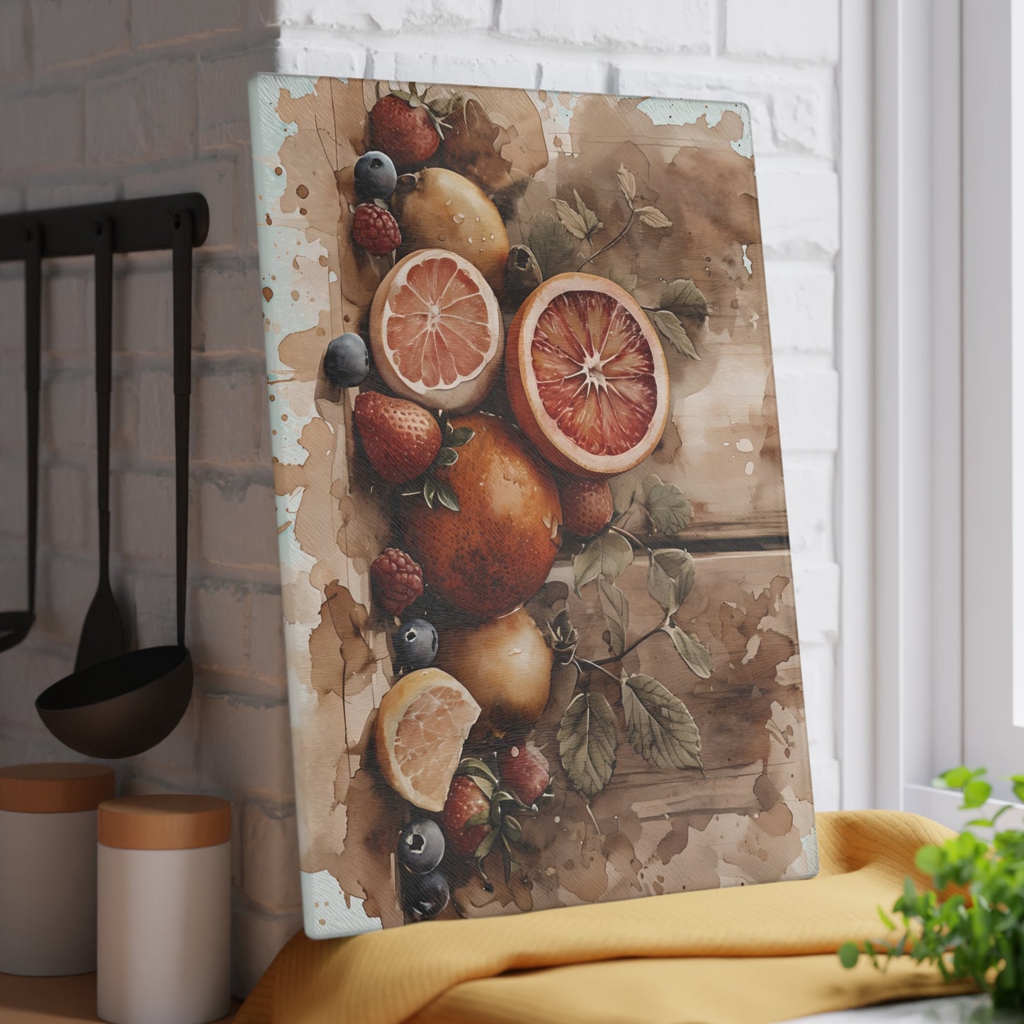 Rustic Fruit Glass Cutting Board