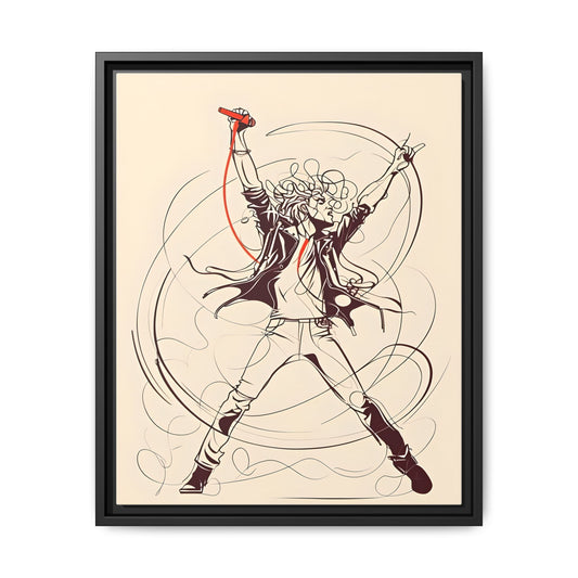 Rock Star Matte Canvas Wall Art - Framed Multi-color Music Print