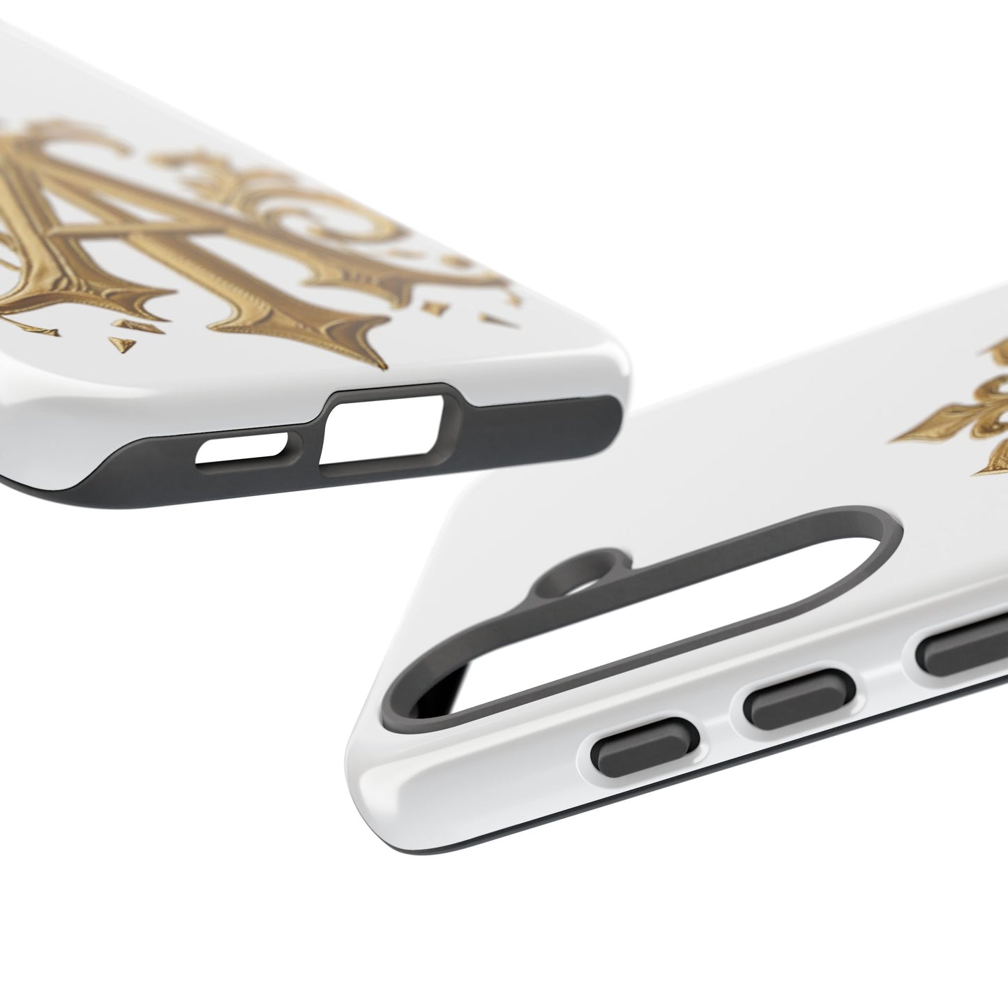 Elegant Phone Case with Floral Gold Monogram Design Print