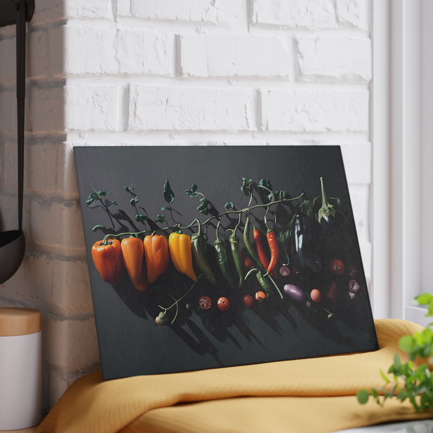 Artistic Vegetable Glass Cutting Board