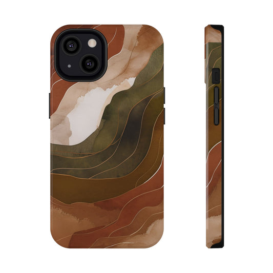 Stylish Impact-Resistant Phone Case - Abstract Earthy Design