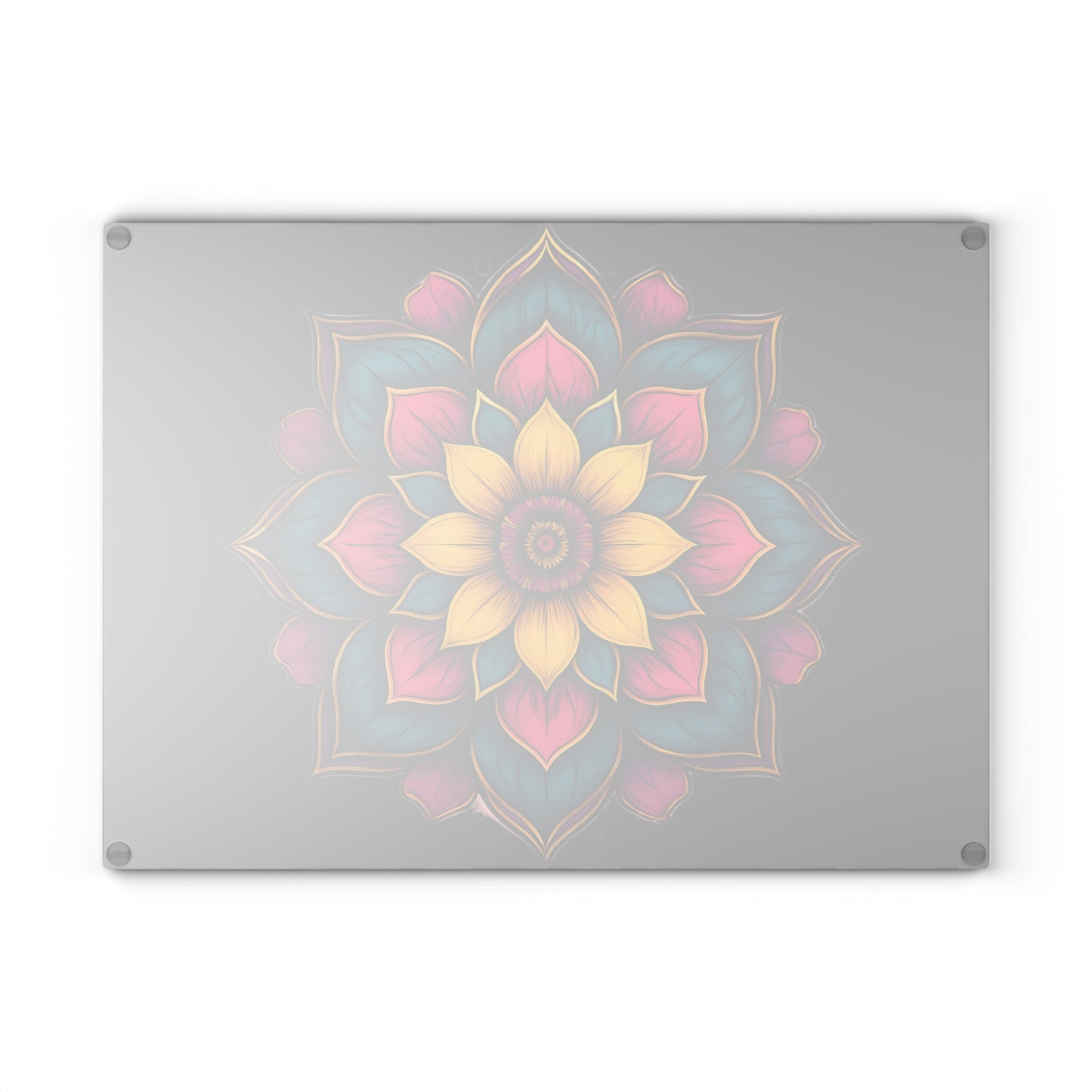 Vibrant Mandala Glass Cutting Board