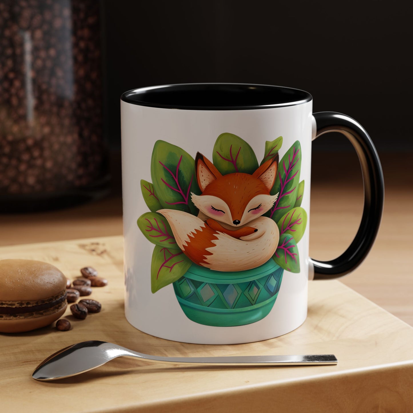 Cozy Fox Accent Coffee Mug - 11 & 15oz, Perfect for Nature Lovers