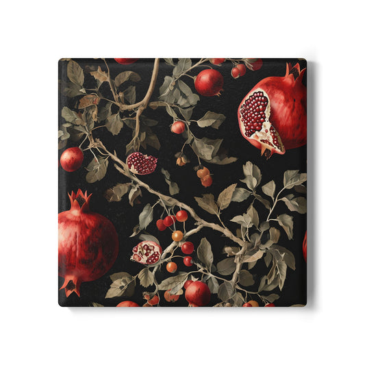 Elegant Pomegranate Ceramic Coaster Set