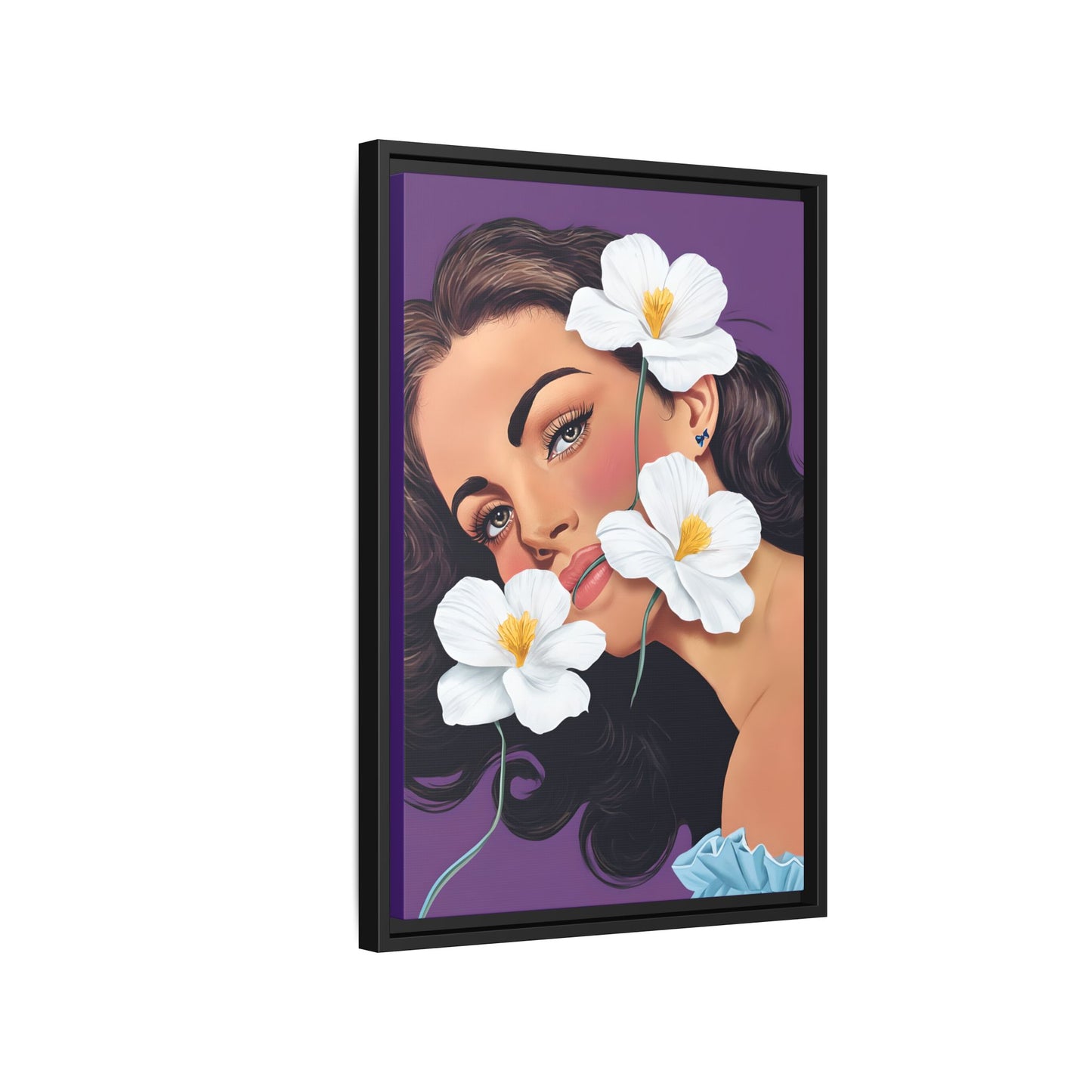 Elegant Illustration of Raquel Welsh Surrounded by Flowers  Wall Art
